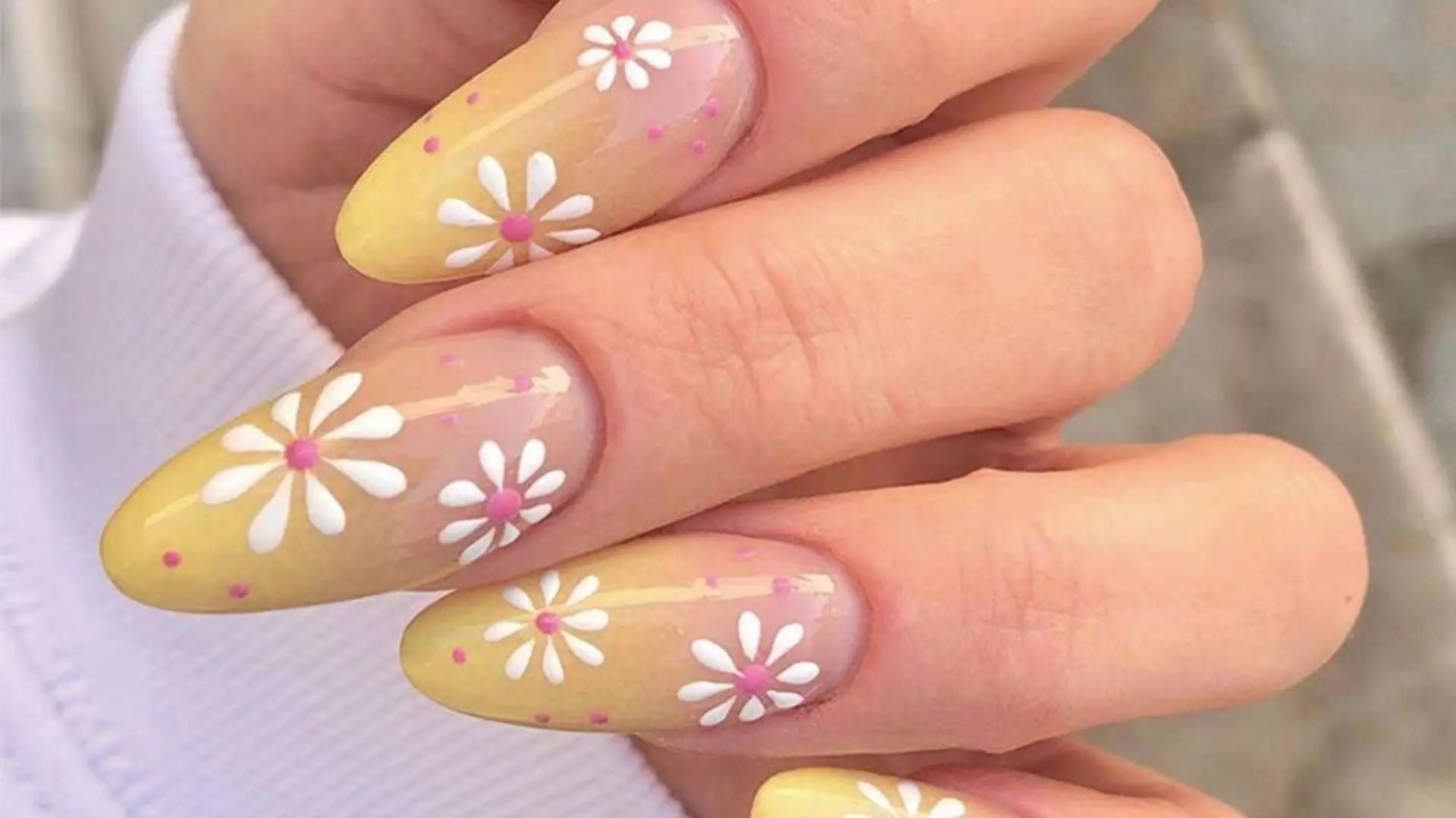 Floral Yellow French Tips